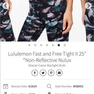 Lululemon Fast and Free Tight II 25” EUC size 10